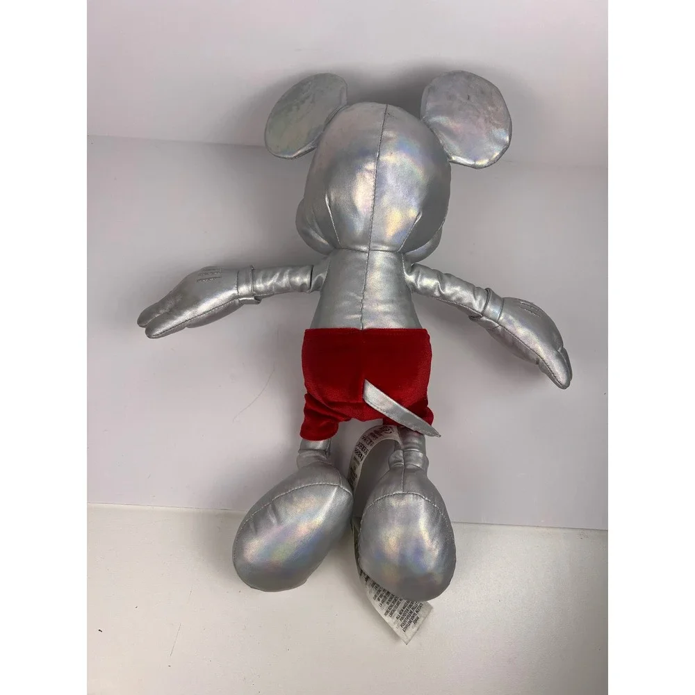 Disney 100th Anniversary Mickey Mouse‎ Plush Toy Silver Red Shorts Holographic